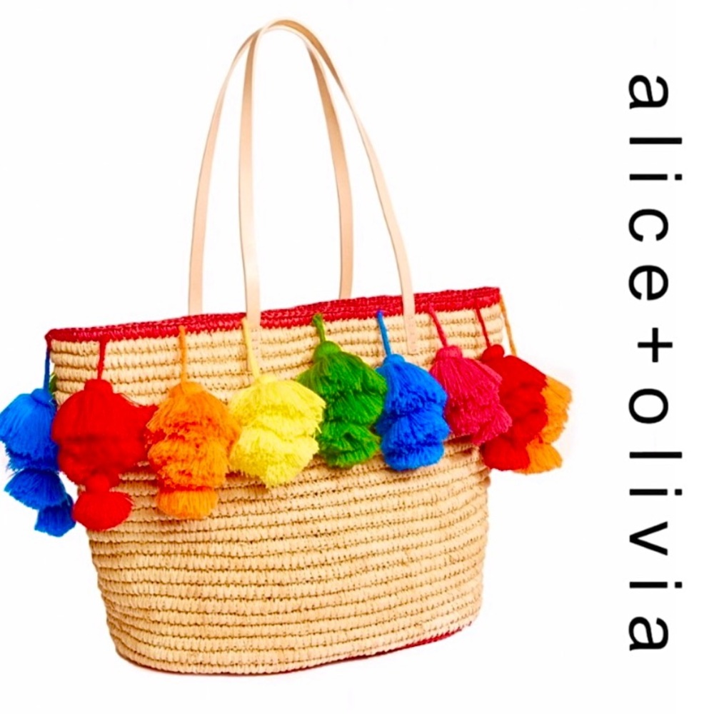 NWT Alice + Olivia Pom Pom Tote Bag